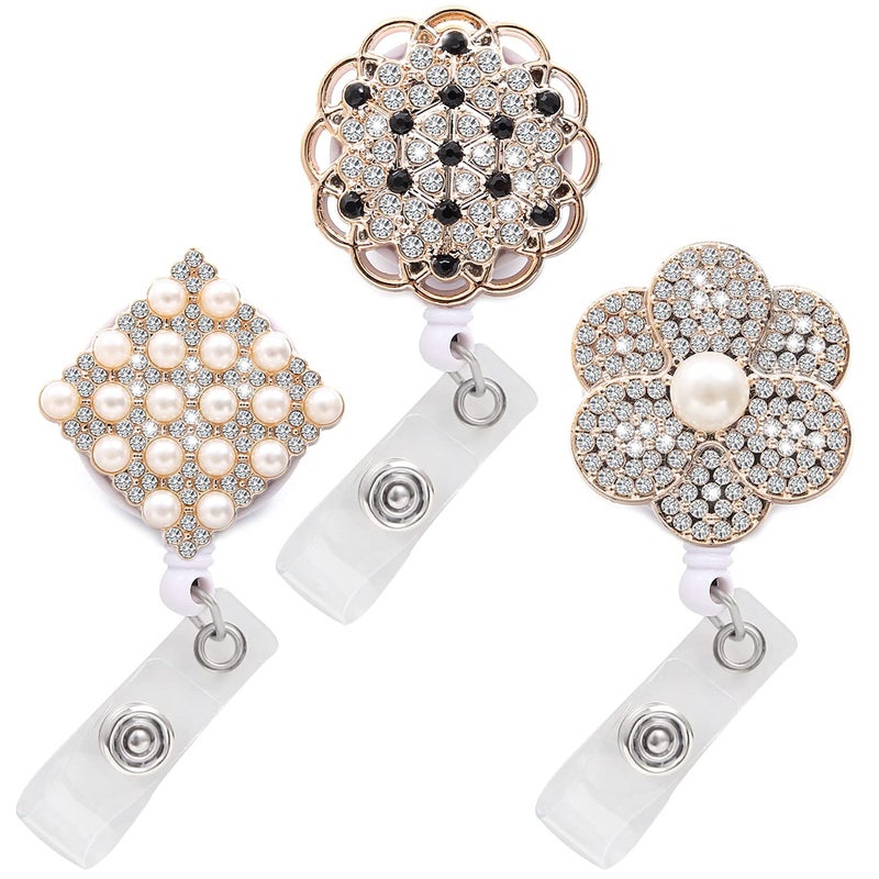 Coeufuedy Badge Reel Retractable Badge Holder with Alligator Clip Nurse Cute Badge Clip for ID Card Holders 24"" Wire Cord 3PCS (multicolored-38) - Image 1